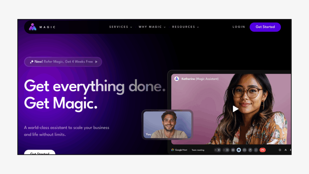 magic website homepage