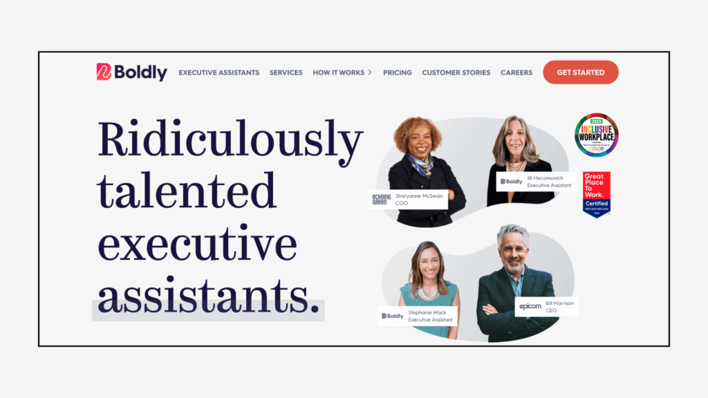 boldly website homepage