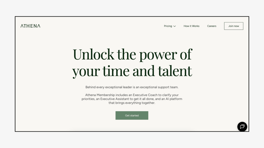 athena website homepage