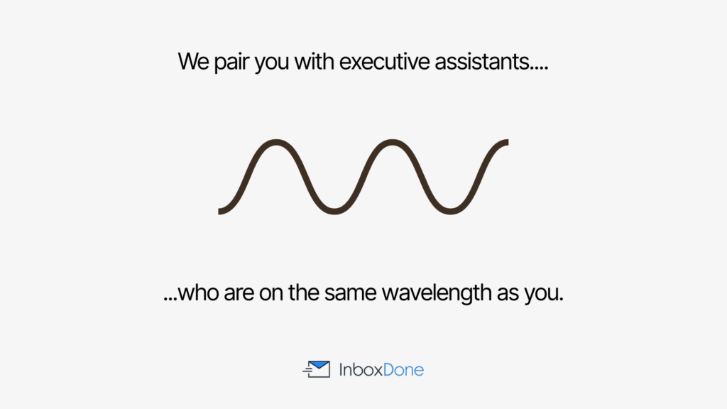 Wavelength illustration with text about matching you with the right executive assistants.